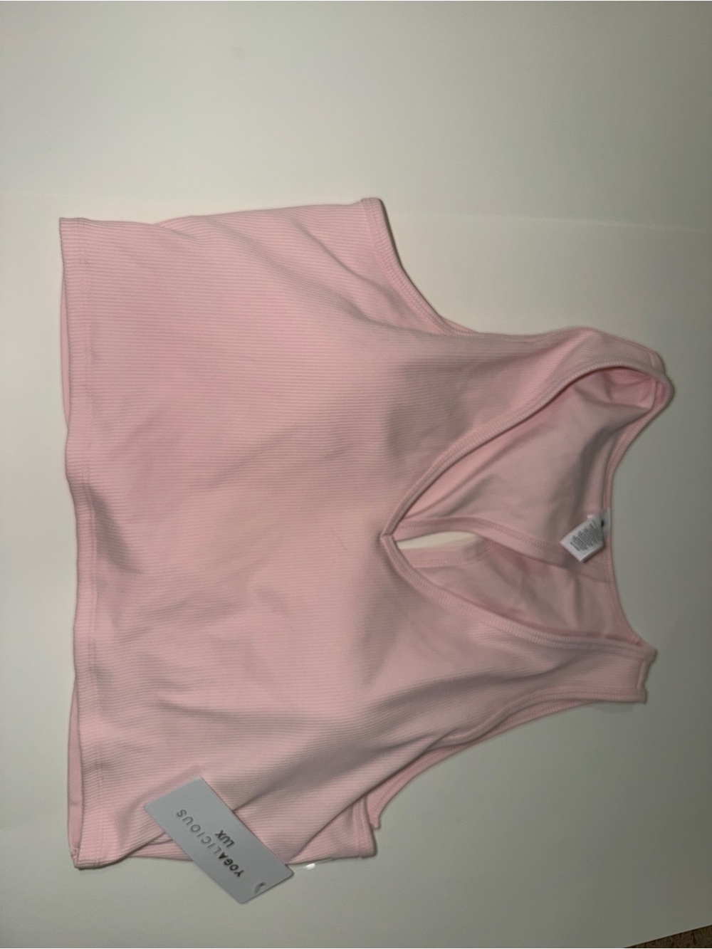 Yogalicious Light Pink Ribbed Scoop Sports Bra Tank